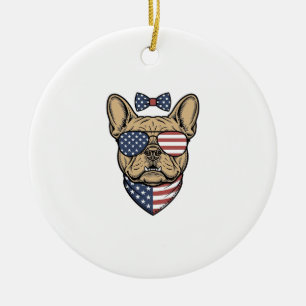 Décoration En Céramique Vintage Bulldog français patriotique Art vectoriel