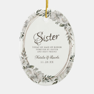 Décoration En Céramique Vintage Cherish à la soeur Maid of Honor Citation