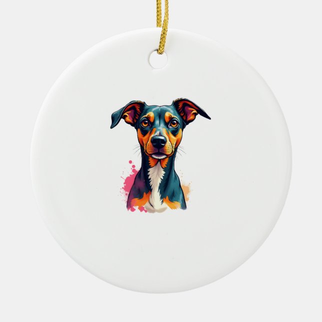 Décoration En Céramique Vintage Colorful Dog Portrait Pop Art Illustration (Devant)