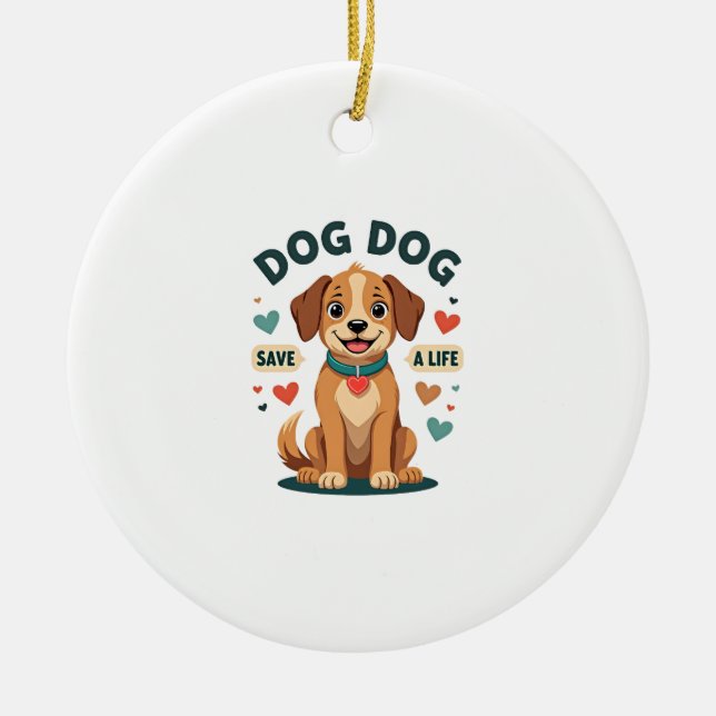 Décoration En Céramique Vintage Cute Rescue Dog Save A Life Cartoon Puppy  (Devant)