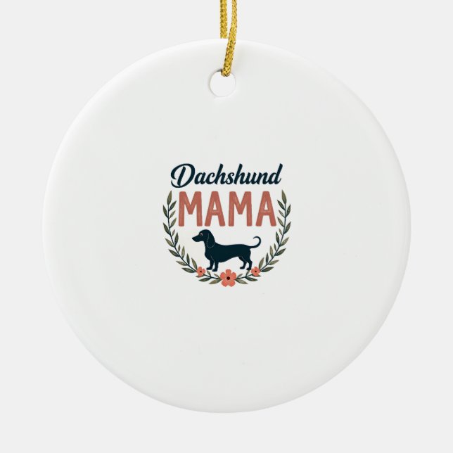 Décoration En Céramique Vintage Dachshund Mama Floral Dog Lover Vector Des (Devant)