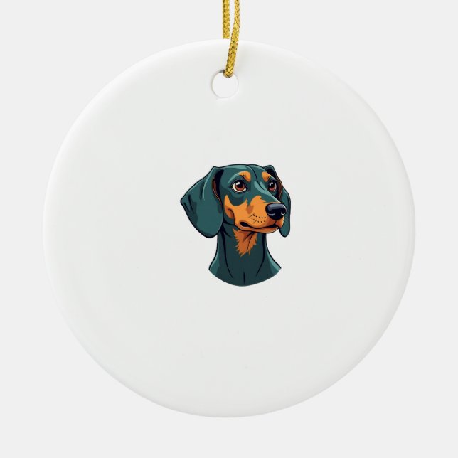 Décoration En Céramique Vintage Dachshund Portrait Art Retro Dog Illustrat (Devant)