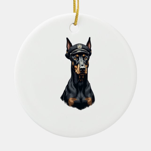 Décoration En Céramique Vintage Doberman Police Dog Portrait Black and Whi (Devant)