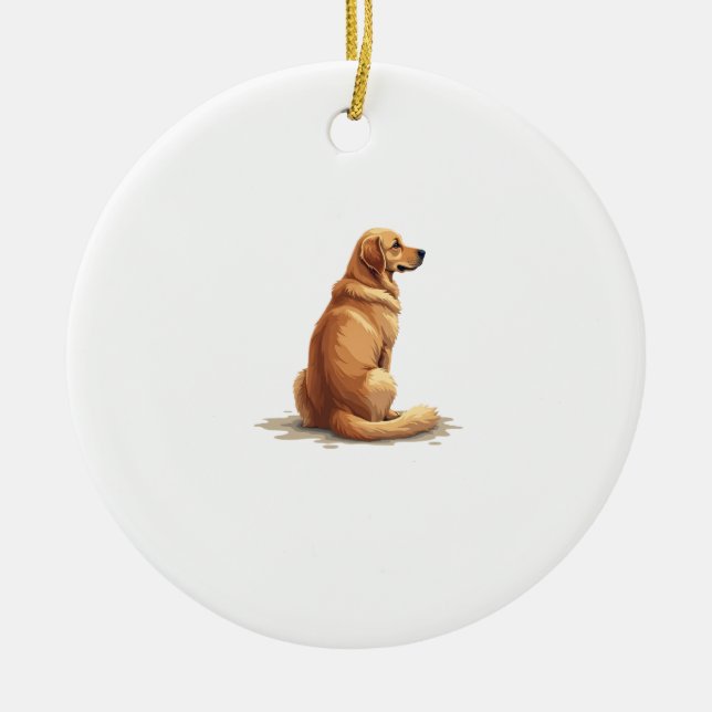 Décoration En Céramique Vintage Golden Retriever Back View Dog Lover Illus (Devant)
