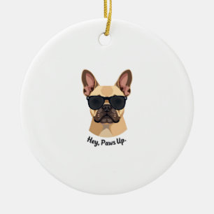 Décoration En Céramique Vintage Hey, Paws Up Lunettes de soleil Bouledogue