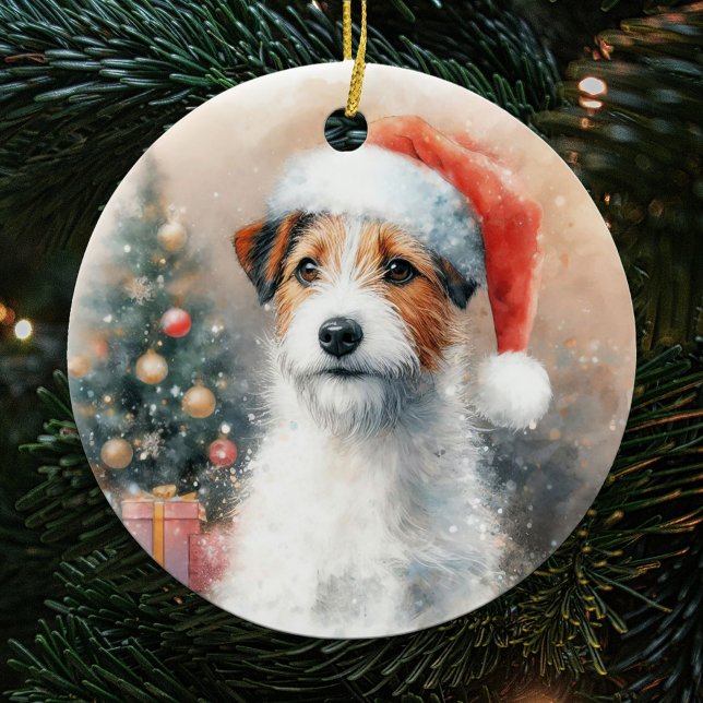 Décoration En Céramique Vintage Jack Russell Terrier Aquarelle Noël (Créateur téléchargé)