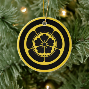 Décoration En Céramique Vintage Jaune Noir Oda Japon Mon Art Vector