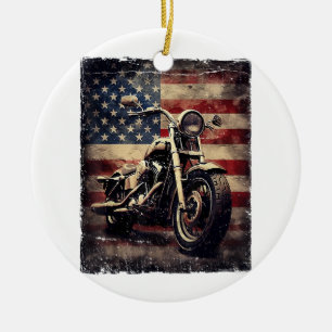 Décoration En Céramique Vintage Motorcycle USA Drapeau Retro Biker América