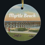 Décoration En Céramique Vintage Myrtle Beach South Carolina Fishing Pier<br><div class="desc">Myrtle Beach,  Caroline du Sud,  image vintage d'une carte postale de l'Ocean Plaza Fishing Pier datant des années 1940. Le nom Myrtle Beach est en haut dans une police rétro.</div>