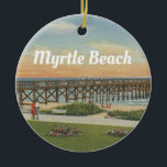 Décoration En Céramique Vintage Myrtle Beach South Carolina Fishing Pier<br><div class="desc">Myrtle Beach,  Caroline du Sud,  image vintage d'une carte postale de l'Ocean Plaza Fishing Pier datant des années 1940. Le nom Myrtle Beach est en haut dans une police rétro.</div>
