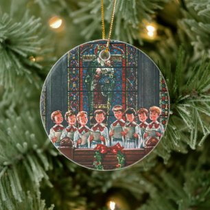Décoration En Céramique Vintage Noël Enfants chantant Chorale dans l'églis