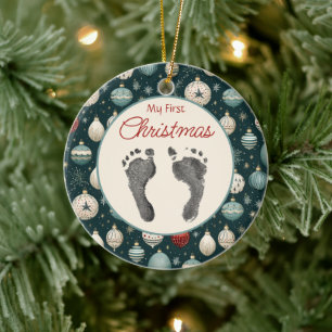 Décoration En Céramique Vintage Noël Le pied de votre bébé imprimé
