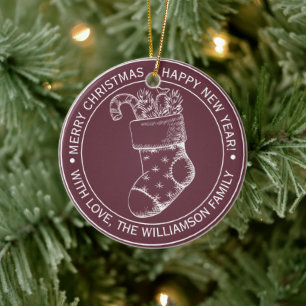 Décoration En Céramique Vintage Noël Stocker Vis de vacances Bourgogne