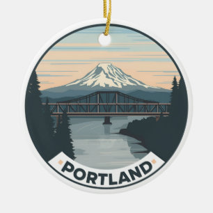 Décoration En Céramique Vintage Portland Oregon Mount Hood