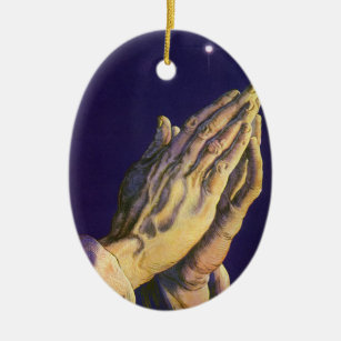 Décoration En Céramique Vintage prière des mains avec l'étoile de Bethléem