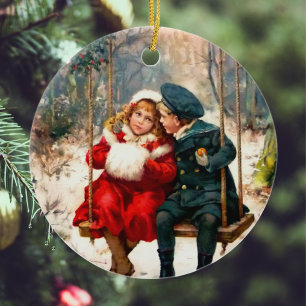 Décoration En Céramique Vintage Retro Illustré London News Noël
