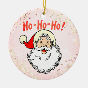 Décoration En Céramique Vintage rose Jolly Père Noël Souriant Visage Noël