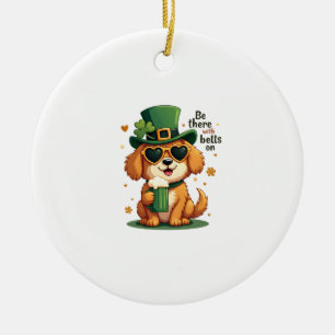 Décoration En Céramique Vintage Soyez Là Avec Des Cloches Sur Chien St Pat