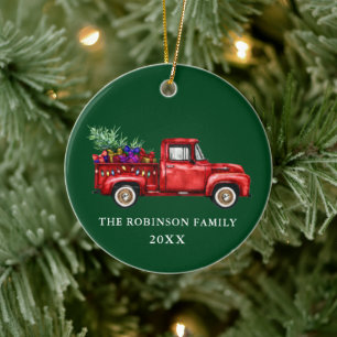 Décoration En Céramique Vintage Truck Arbre Cadeaux Famille de Noël Anné