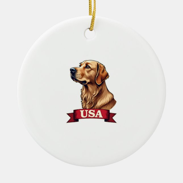 Décoration En Céramique Vintage USA Golden Retriever Engraving Shirt (Devant)