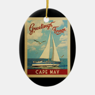 Décoration En Céramique Vintage voyage de voilier du Cap May New Jersey