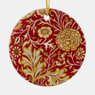 Décoration En Céramique Vintage William Morris Cherwell Fleur rouge Art