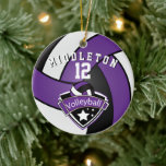 Décoration En Céramique Violet, blanc et noir Personnalisez le 🏐 de volle<br><div class="desc">Joueur de volleyball Sport Noël Ornement de Noël. Impressionnez votre joueur de volley-ball avec ce design do-it-yourself nom dans un design PURPLE, WHITE ET BLACK pointu. Un grand cadeau pour n'importe quel joueur de volley-ball, ventilateur de volley-ball ou entraîneur d'équipe de volley-ball. Plus de couleurs sont disponibles si vous ne...</div>