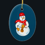 Décoration En Céramique Violon Snowman<br><div class="desc">Un bonhomme de neige portant un foulard à notes de musique et tenant un violon est un drôle de design musical hivernal pour les musiciens à cordes à l'anniversaire, Noël et les vacances d'hiver.</div>