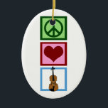 Décoration En Céramique Violons d'amour de paix<br><div class="desc">Un signe de paix,  coeur,  et un joli violon. Un cadeau mignon pour un violoniste.</div>