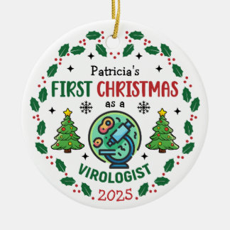Décoration En Céramique Virologiste Premier Noël Personnalisé