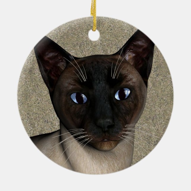 Décoration En Céramique Visage de chat de Siamese (Dos)