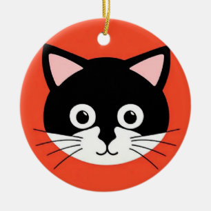 Décoration En Céramique Visage de Chat Mignon Illustration Vibrante