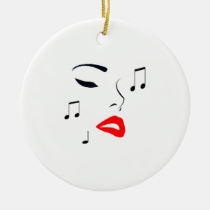 Décoration En Céramique Visage de musique féminine