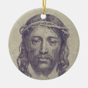 Décoration En Céramique Visage du Christ sur le Voile de Saint-Veronica