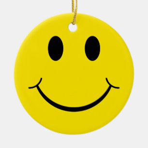 Décoration En Céramique Visage Jaune Heureux Classique des Années 70