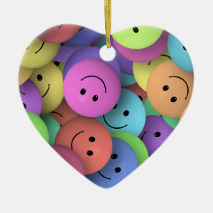 Décoration En Céramique Visages heureux colorés Art Emoji