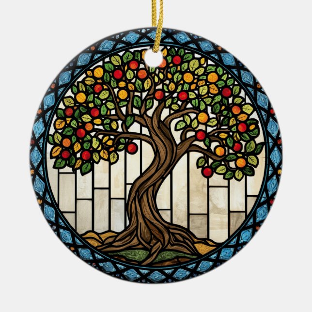 Décoration En Céramique Vitrail de l'Arbre de Vie (Devant)