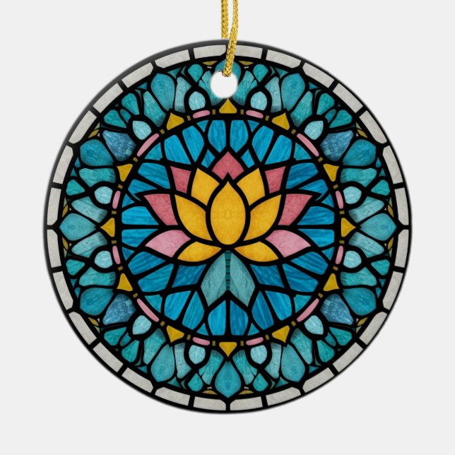 Décoration En Céramique Vitrail Mandala Lotus (Devant)
