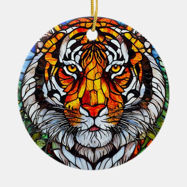 Décoration En Céramique Vitreaux de tigre (Devant)