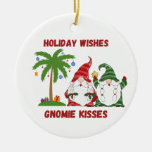 Vœux de fêtes, baisers de Gnomie avec 2 gnomes sur