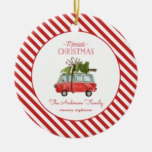 Décoration En Céramique Voiture d'aquarelle du plus Joyeux Noël