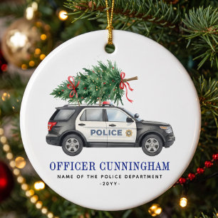 Décoration En Céramique Voiture de policier festif personnalisée pour l'ar