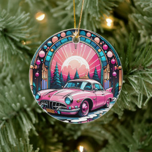 Décoration En Céramique Voiture rose céramique Décor en verre