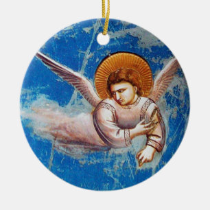DÉCORATION EN CÉRAMIQUE VOL D'ANGEL DE NOËL DANS LE CIEL BLEU, COURONNE F