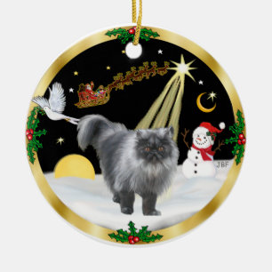 Décoration En Céramique Vol de nuit (GW) - chat perse (fumée bleue)