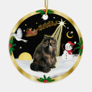 Décoration En Céramique Vol de nuit (GW) - Tortie Persian chat