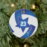 Décoration En Céramique Volley-ball blanc et bleu étoile<br><div class="desc">Volleyball Ornament. ⭐ Ce produit est 100% Personnalisable. *****Cliquez sur le BOUTON PERSONNALISER pour ajouter, supprimer, déplacer, redimensionner, modifier, faire pivoter, etc... n'importe quel graphique ou texte ou utilisez les zones de remplissage. ⭐ 99% de mes designs dans mon magasin sont faits en couches. Cela vous permet de redimensionner et...</div>