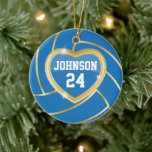 Décoration En Céramique Volley-ball bleu et or élégant | Nom et numéro do-<br><div class="desc">Volleyball Sport Joueur ornement de Noël prêt pour vous à personnaliser. Faites un merveilleux cadeau personnalisé pour votre joueur de volley-ball, entraîneur, ventilateur, etc... REMARQUE : SEULEMENT CHANGER LES ESPACES MODÈLES NÉCESSAIRES! 😀 Si nécessaire, vous pouvez supprimer le texte et commencer à ajouter le texte et la police que vous...</div>