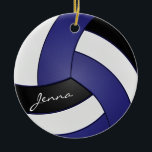 Décoration En Céramique Volley-ball bleu foncé, noir et blanc | Nom do-it-<br><div class="desc">Volleyball Sport Joueur ornement de Noël prêt pour vous à personnaliser. Faites un merveilleux cadeau personnalisé pour votre joueur de volley, entraîneur, ventilateur, etc... ⭐ Ce Produit est 100% Personnalisable. Les graphiques et le texte peuvent être supprimés, déplacés, redimensionnés, changés autour, tournés, etc... 99% de mes designs dans mon magasin...</div>