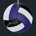 Décoration En Céramique Volley-ball bleu foncé, noir et blanc | Nom do-it-<br><div class="desc">Volleyball Sport Joueur ornement de Noël prêt pour vous à personnaliser. Faites un merveilleux cadeau personnalisé pour votre joueur de volley, entraîneur, ventilateur, etc... ⭐ Ce Produit est 100% Personnalisable. Les graphiques et le texte peuvent être supprimés, déplacés, redimensionnés, changés autour, tournés, etc... 99% de mes designs dans mon magasin...</div>